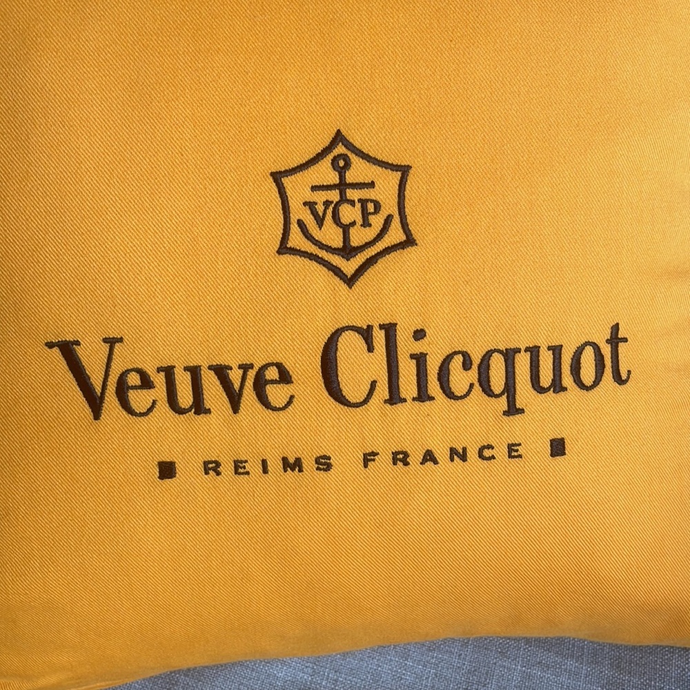 Veuve Clicquot Embroidered Bright Bold Orange Cushion, 38cm x 38cm Square - Picture 2 of 15